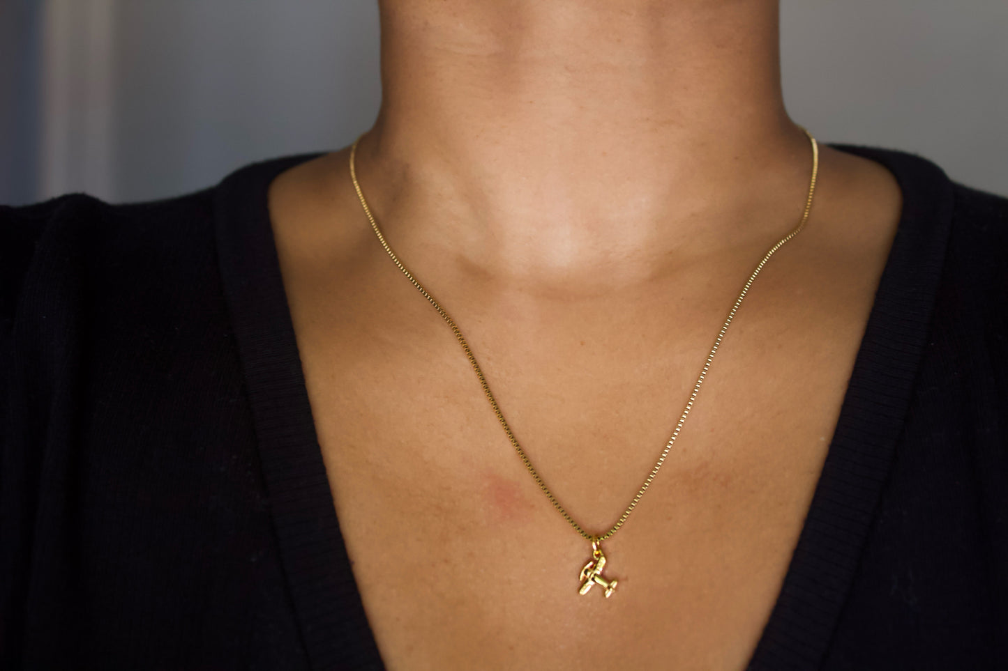 Dainty Plane Pendant Necklace