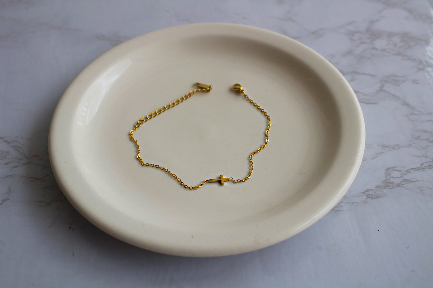 Dainty Cross Necklace + Bracelet Set