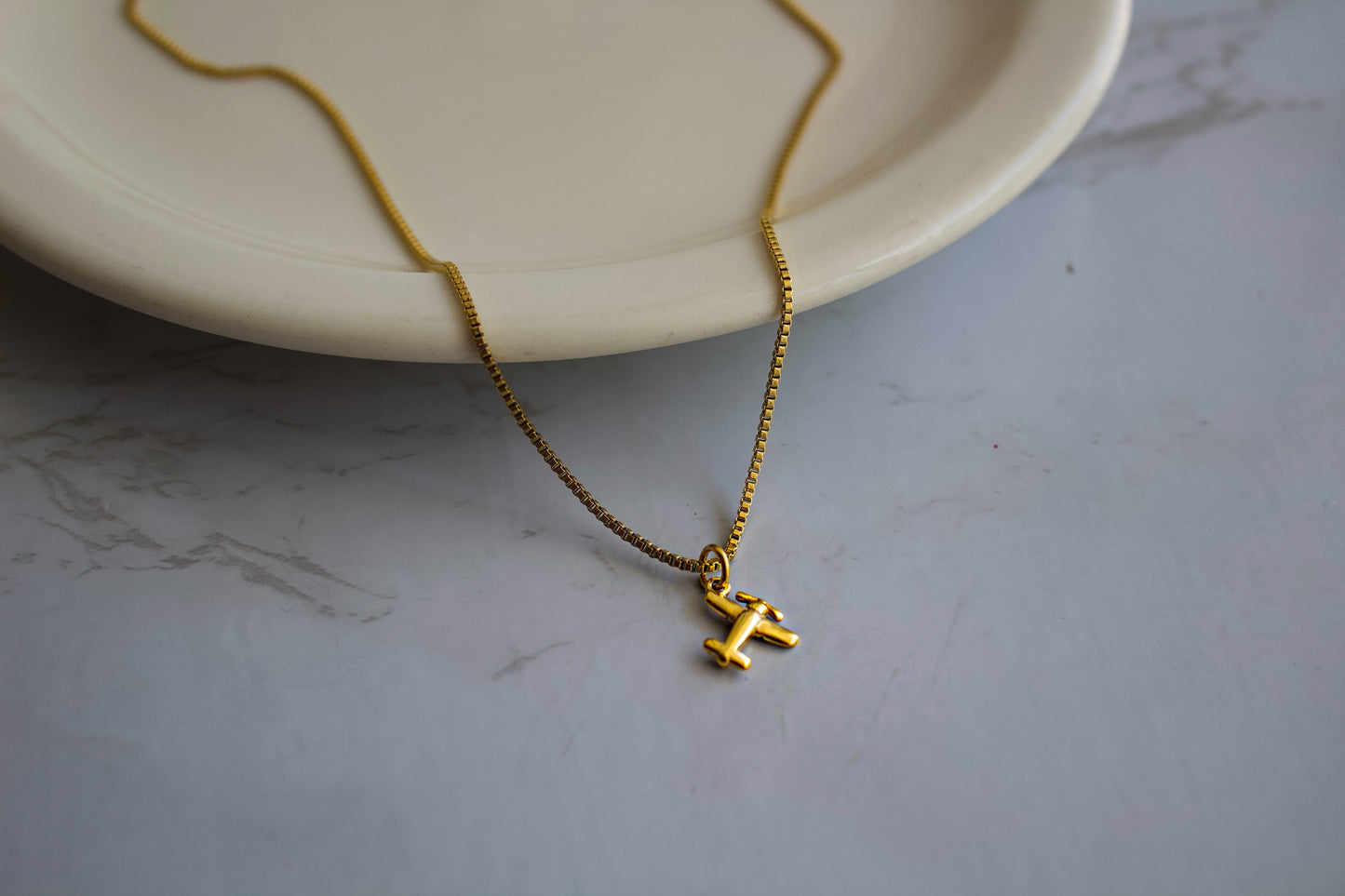 Dainty Plane Pendant Necklace