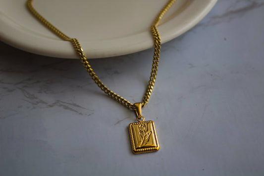 Mens Square Rose Pendant